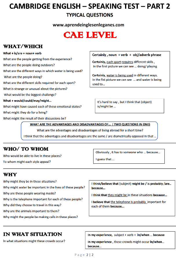 C1 Advanced - Speaking Test Part 2