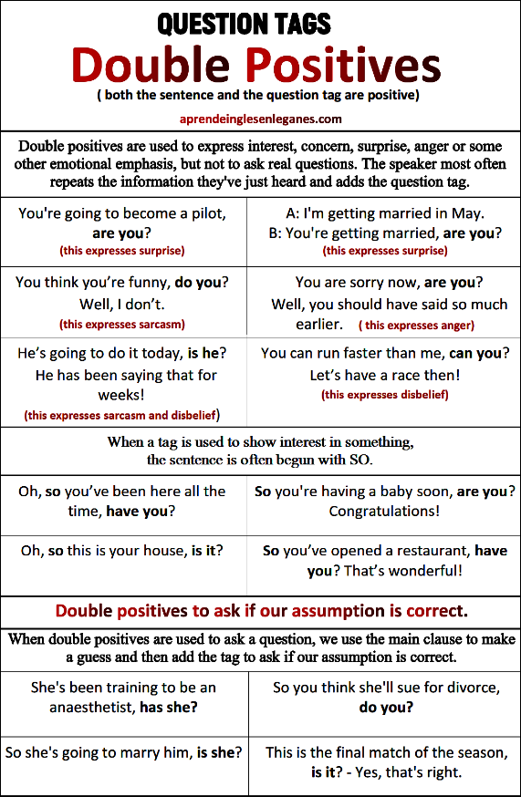 question tags - double positives -same way question tags