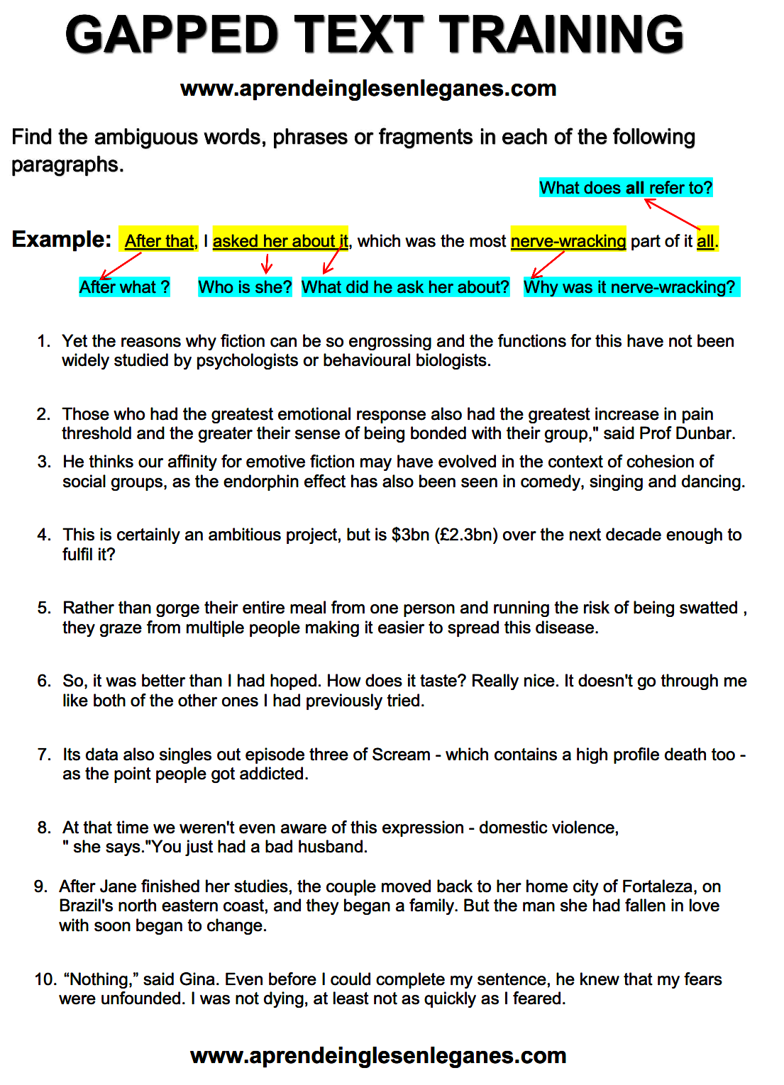 gapped text training / fce cae