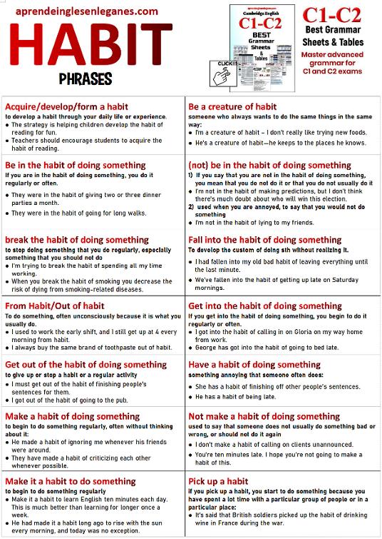 Phrases with the word Habit