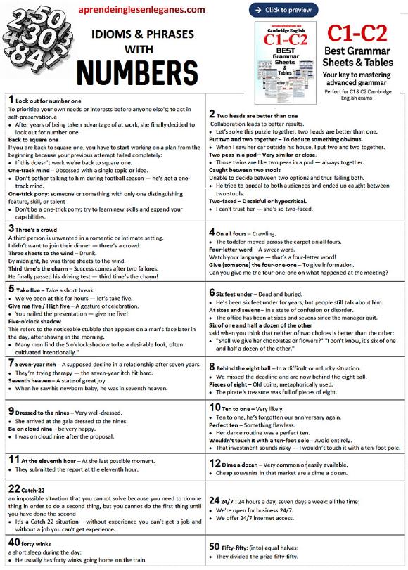 idioms with numbers