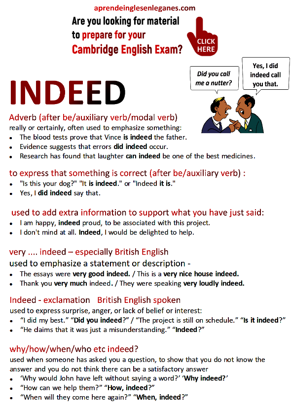 how to use the word indeed