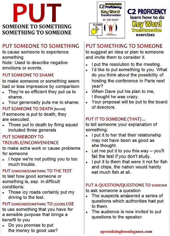 Put someone to somehting phrases