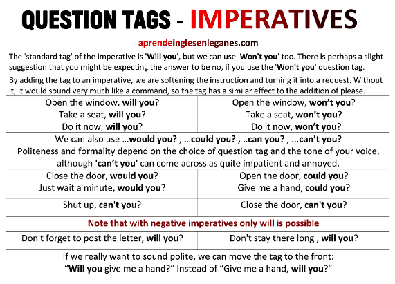 IMPERATIVES - Tag Questions