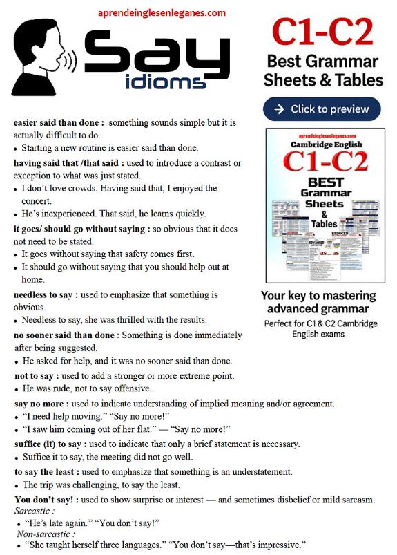 idioms with the word say