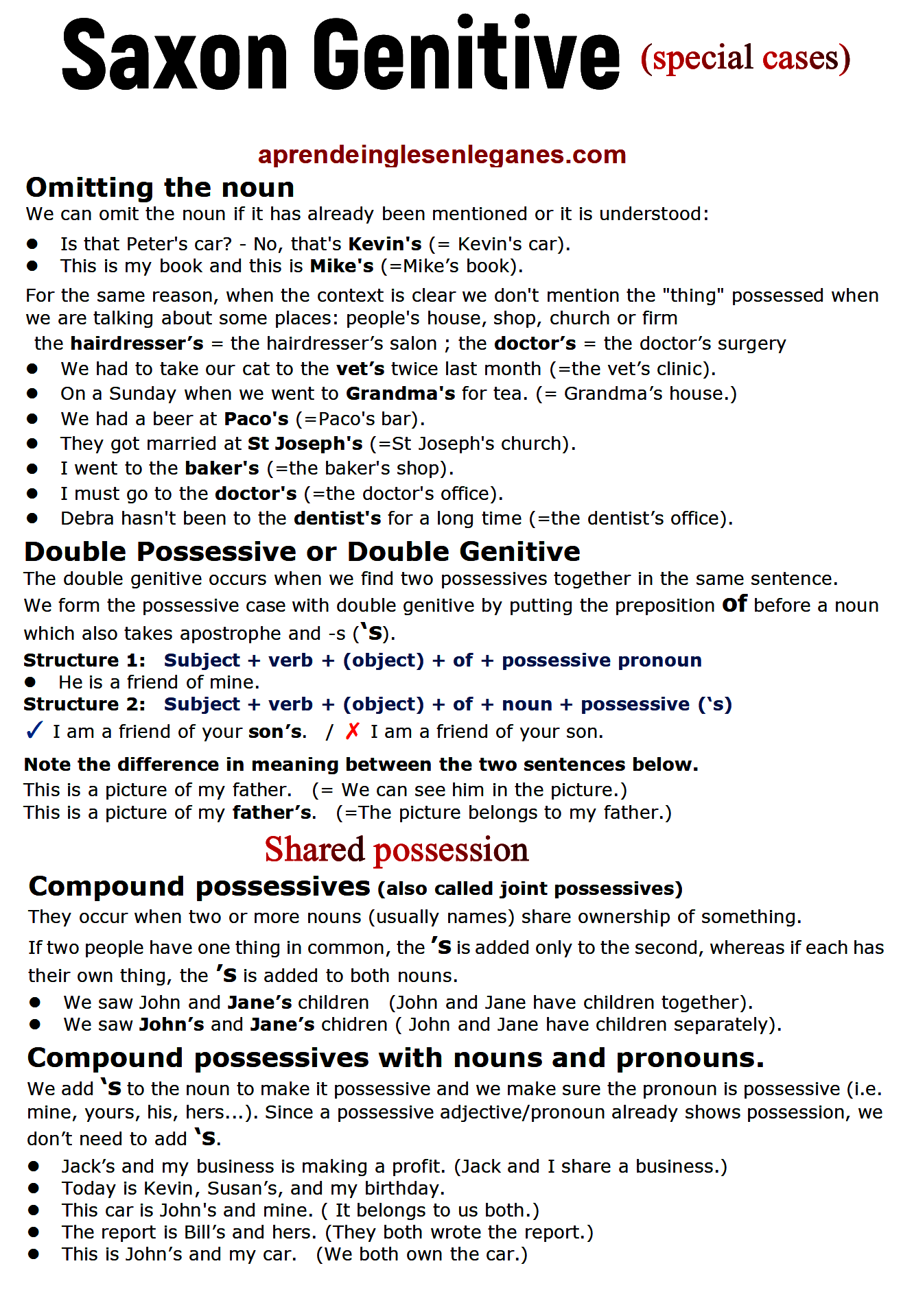 Saxon Genitive / Special Cases