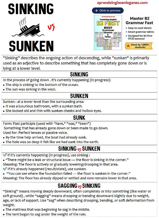 Sinking vs Sunken vs Sunk
