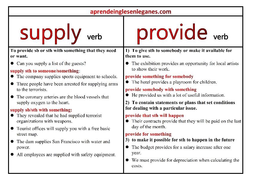 supply vs provide - B2 grammar