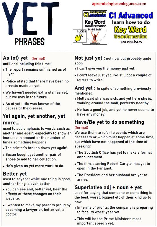 Phrases with YET