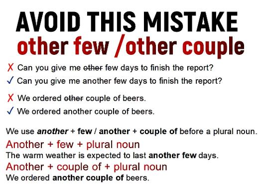 other few / other couple - common mistakes