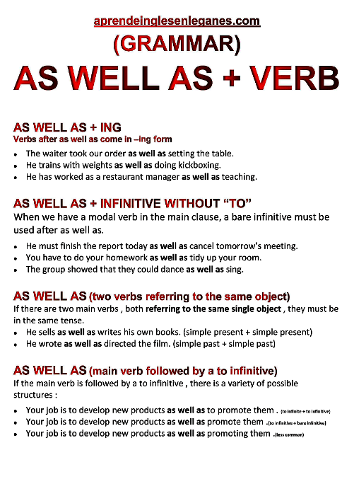 As well as + Verb (grammar)