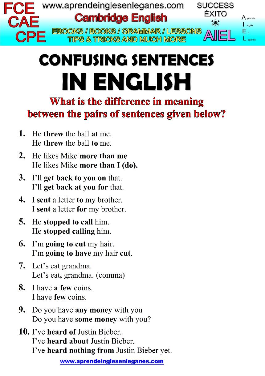 confusing sentences in English