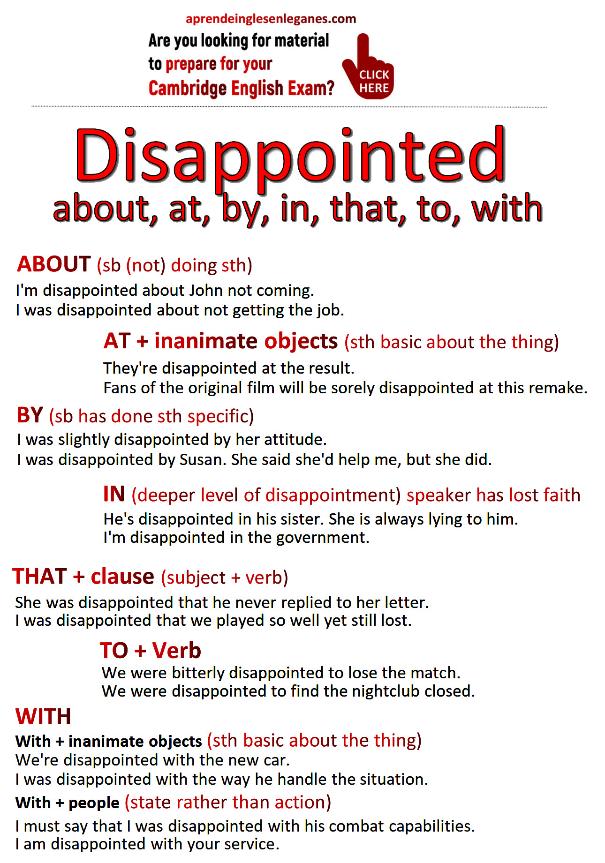 Disappointed + preposition
