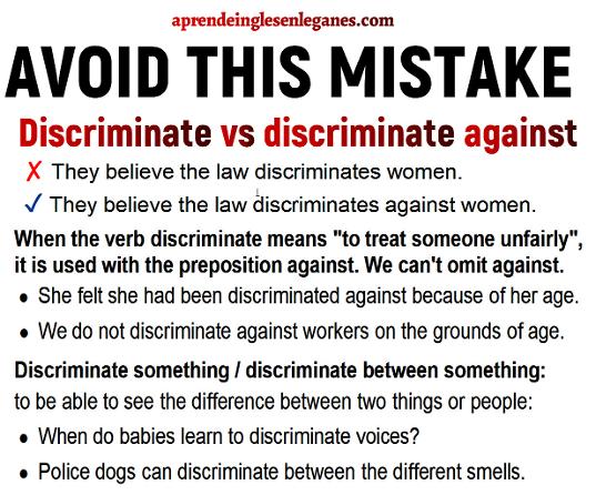 Discriminate vs discriminate against