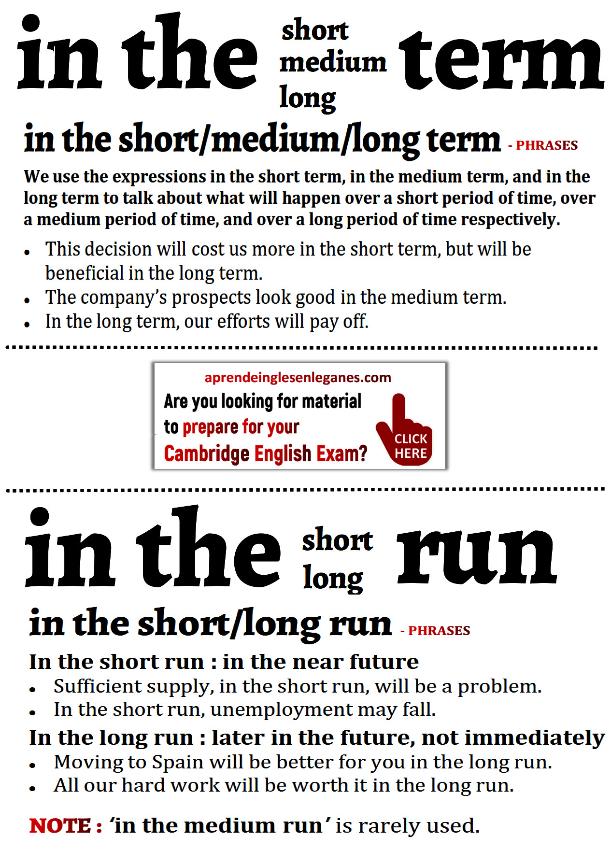 in the short term, in the medium term, in the long term