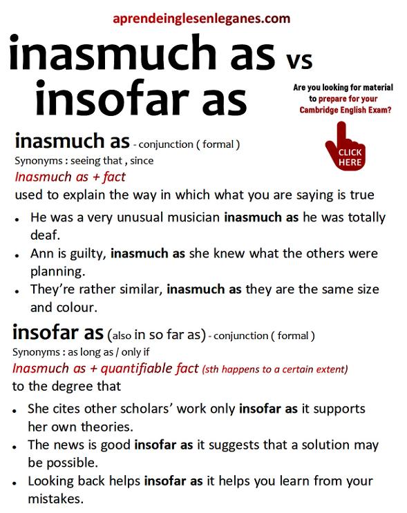 inasmuch as vs insofar as