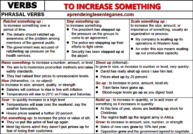 to increase something (verbs and phrasal verbs)
