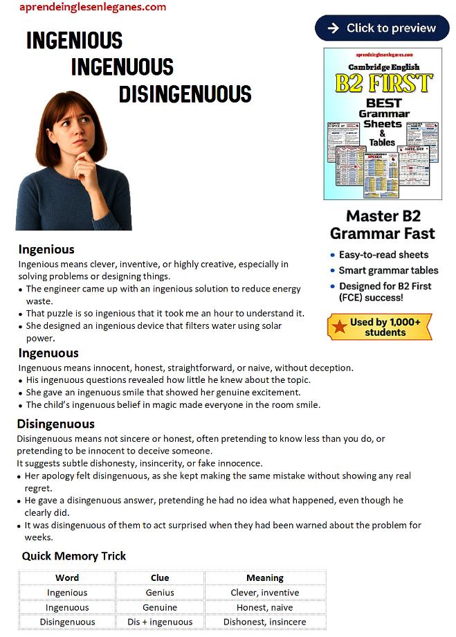 ingenious vs ingenuous