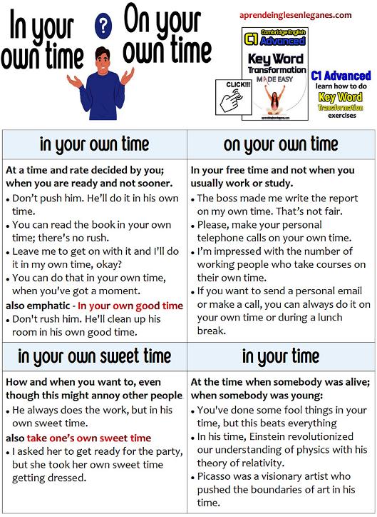 in your own time vs on your own time
