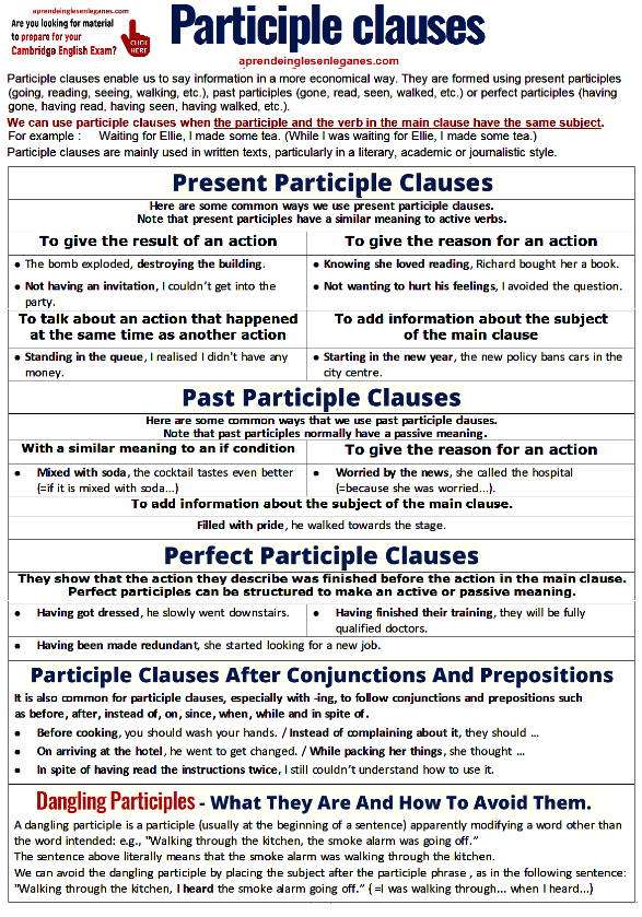 Participle clauses