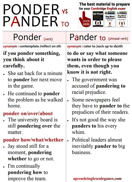 ponder vs pander to