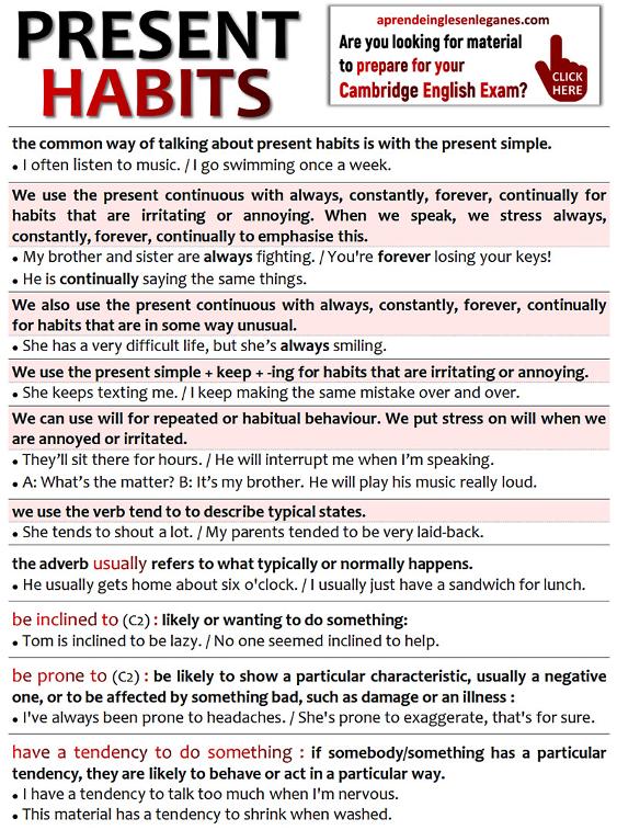present habits in English