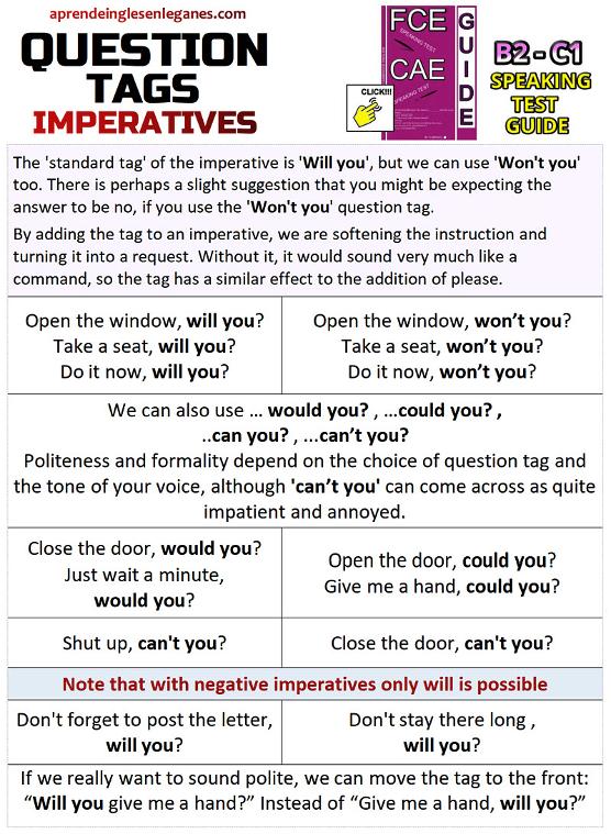 Tag questions - Imperative