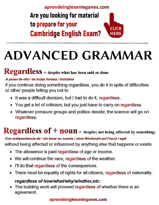 regardless vs regardless of 