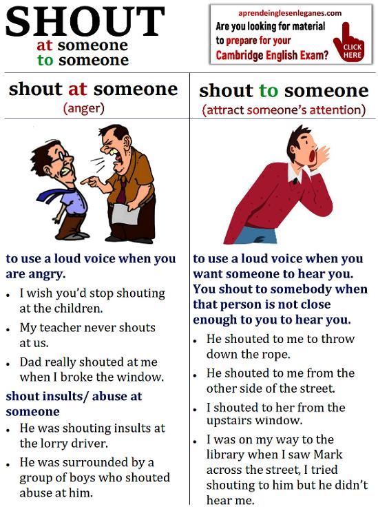 shout at vs shout to