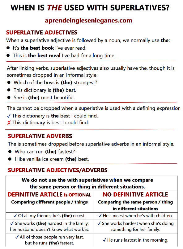 when to use the definite article with superlatives