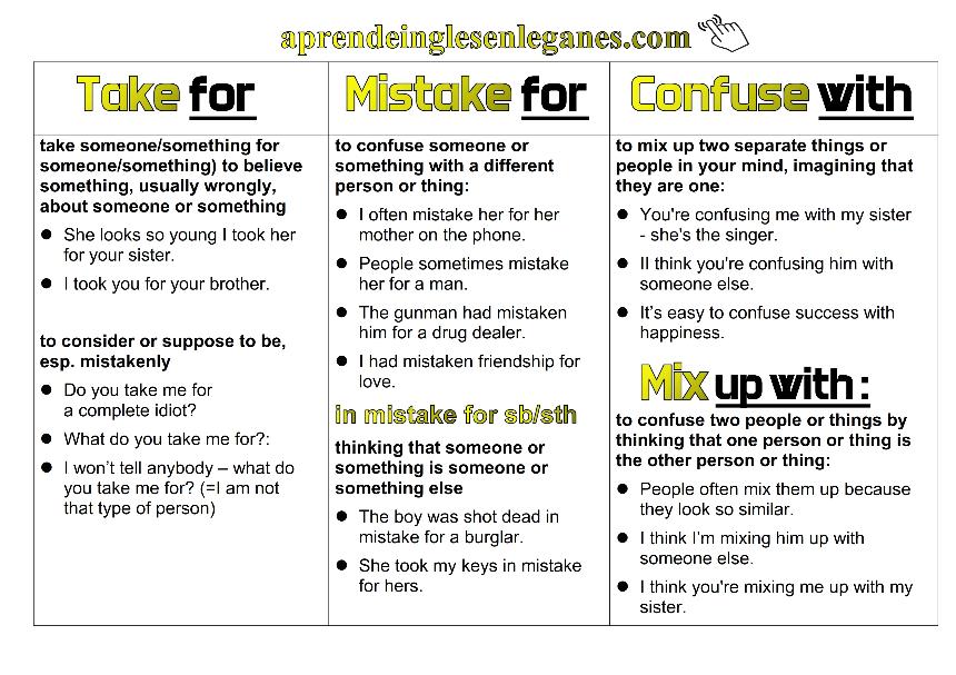 take for vs mistake for