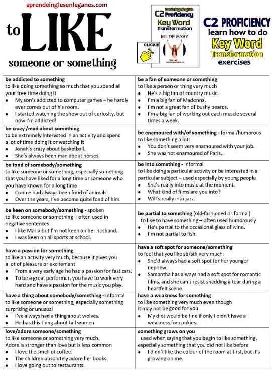 to like someone or something - phrases