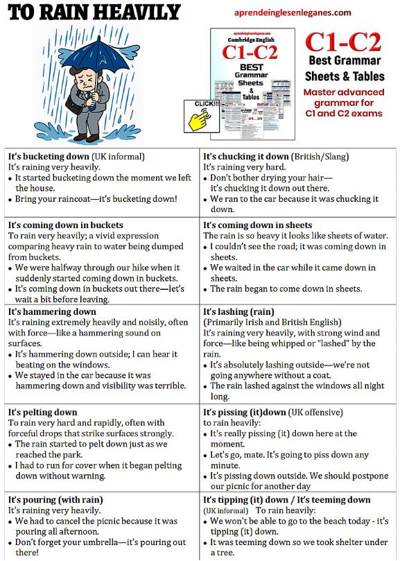 to rain heavily - idioms